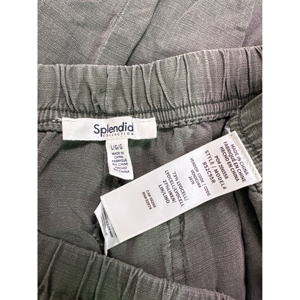 Splendid Angie Crop Wide Leg Pants Olive Green Linen Blend Elastic  L Stitch Fix - Picture 6 of 6